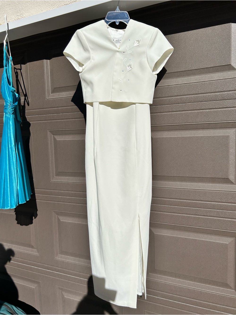 Elegant Cream Two-Piece Wedding Dress with Embroidered Bolero